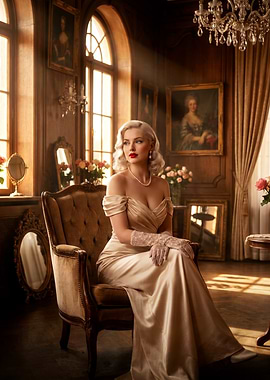 Elegant Woman in Vintage Dress