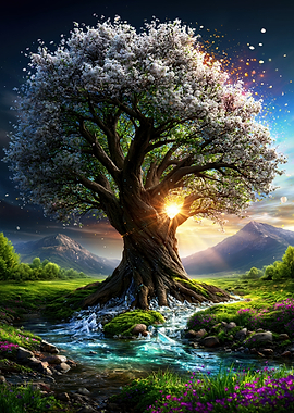 Enchanted Tree of Life by a Stream
