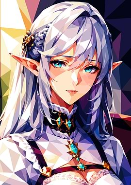 Anime Elf Girl with Blue Eyes