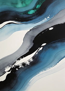 Abstract Blue and Black Waves