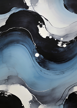 Abstract Blue and Black Swirls