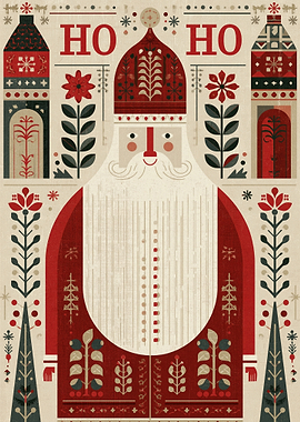 Folk Art Santa Claus Christmas Card