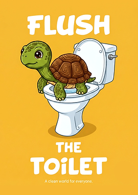 Cute Turtle on Toilet