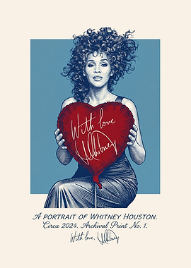 Whitney Houston Portrait with Heart Balloon