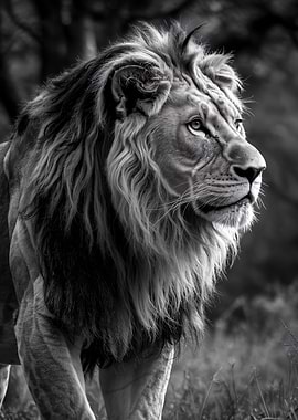 Legendary Black and White Lion Portrait in the Wild