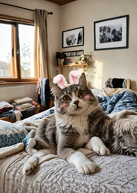 Cute Cat with Bunny Ears