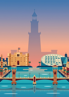 Alexandria Cityscape at Sunset