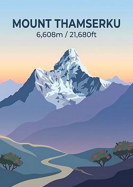 Mount Thamserku Minimalist Travel Poster