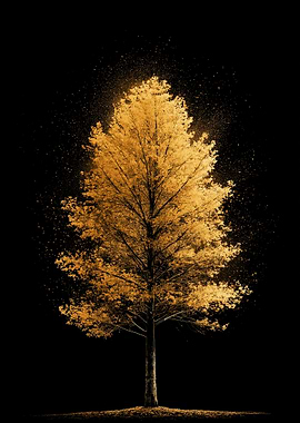 Golden Tree with Exploding Leaves