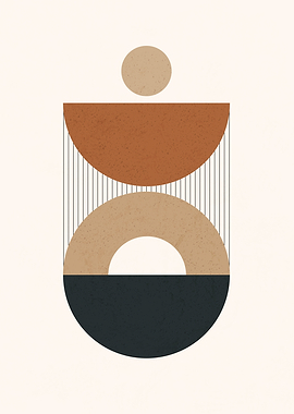 Symmetrical Stack - Bauhaus Semicircles Geometric Art
