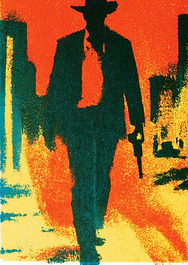 Silhouette of a man with a gun