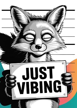 Fox Holding 'Just Vibing' Sign