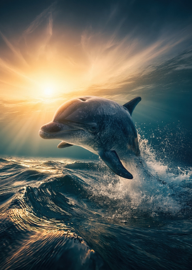 Dolphin Leaping at Sunset