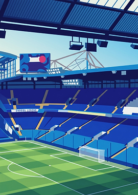 Stamford Bridge Chelsea Football Stadium Illustration