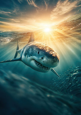 Great White Shark in Golden Sunlight