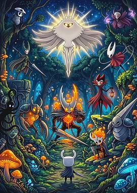 Hollow Knight Characters in Enchanted Forest