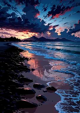 Anime Beach Sunset