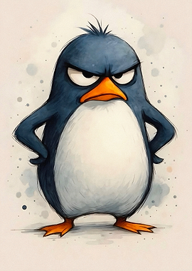 Angry Cartoon Penguin