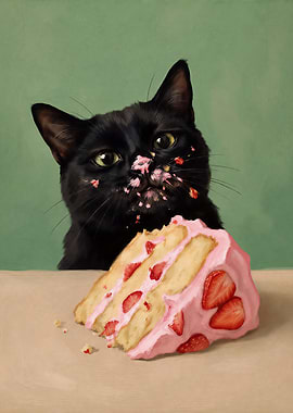 Guilty Cat Eating Cake