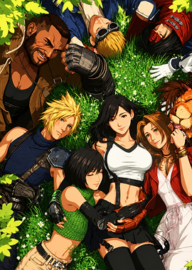 Final Fantasy VII Characters Relaxing in Nature