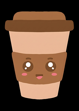 Cute Kawaii Coffee Cup Illustration