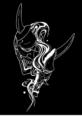 Japanese Oni Mask with Smoke