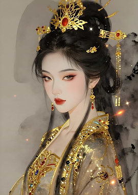 Elegant Asian Empress in Gold