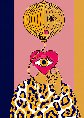 Surreal Portrait with Heart and Eye