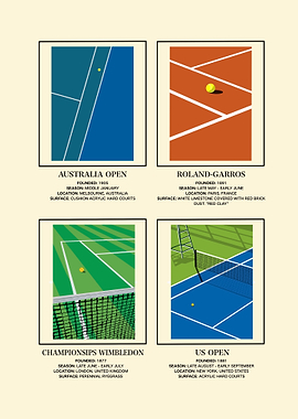 Grand Slam Tennis Court Illustrations
