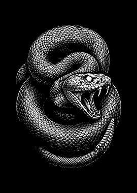 Aggressive Rattlesnake Illustration