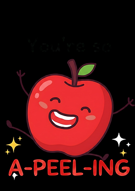 Cute Happy Apple A-Peel-Ing Pun Illustration