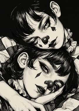 Two Clowns Embracing