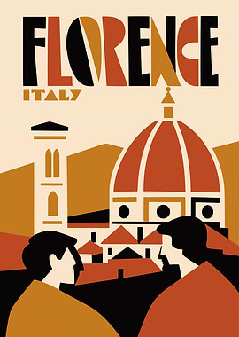 Florence Italy Vintage Style Travel Poster