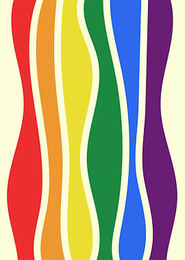Vibrant Wavy Rainbow Stripes Abstract Art