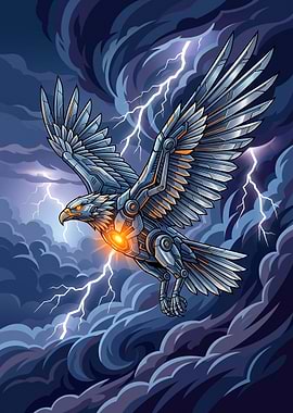 Mechanical Eagle in a Thunderstorm