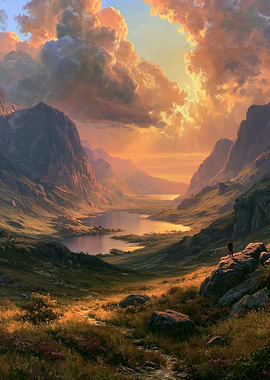Majestic Mountain Valley Sunset