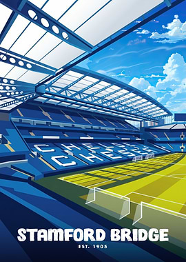 Stamford Bridge Chelsea FC Stadium Illustration