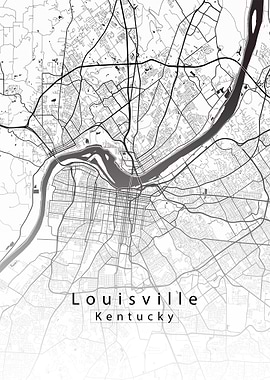 Louisville Kentucky City Map white