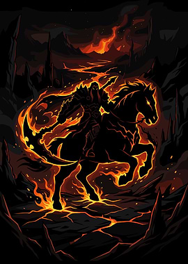 Fiery Reaper Knight on Horseback