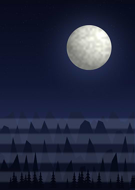 Lunar Mistwood - Full Moon Over a Misty Pine Forest
