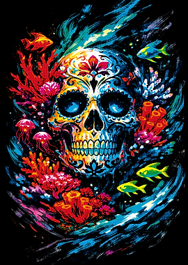 Sugar Skull Underwater Scene