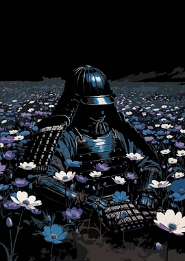 Samurai in a Field of Flowers Dark