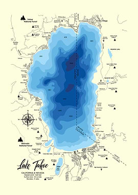 Lake Tahoe Bathymetric Map