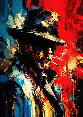 Gritty Noir Detective Splatter Art
