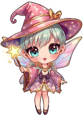 Chibi Fairy Witch with Magic Wand