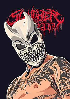Demon Masked Man with Tattoos