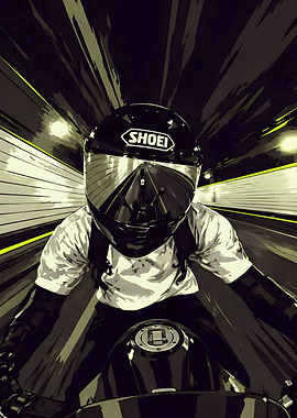 High-Speed Motorcyclist in Tunnel