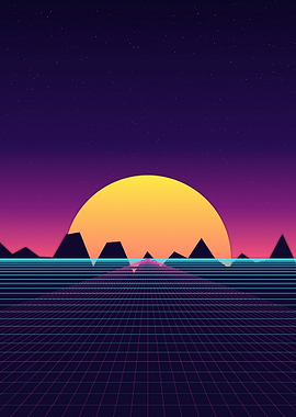 Neon Horizon - Retro Synthwave Sunset