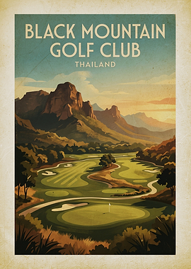 Black Mountain Golf Club Thailand Vintage Poster