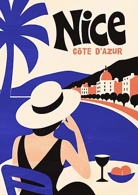 Vintage Style Nice Côte d'Azur Travel Poster